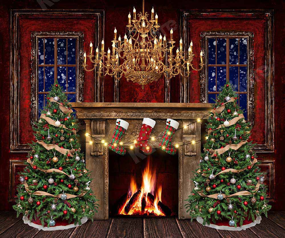 Kate Weihnachten Winter Schnee Kamin Hintergrund von Emetselch