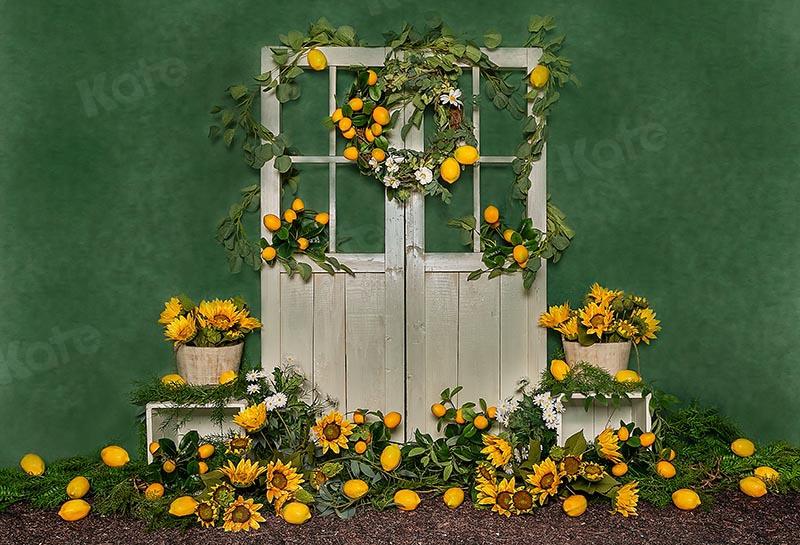 Kate Geburtstag Sommer Hintergrund Zitrone Sonnenblume Scheunentor von Emetselch - Kate Backdrop.de