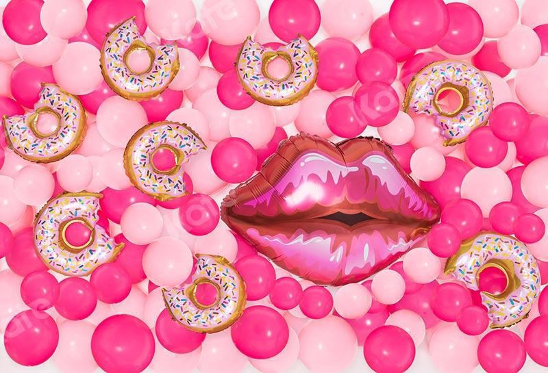 Kate mädchenhaft barbie Rosa Luftballons Geburtstag Cake Smash Hintergrund von Emetselch - Kate Backdrop.de