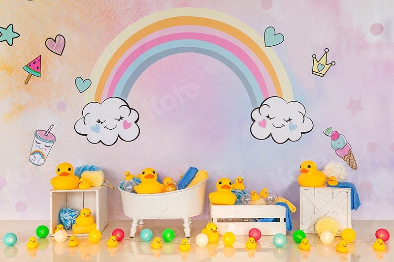 Kate Regenbogen kleine Ente Babyparty Cake Smash Geburtstag von Emetselch - Kate Backdrop.de