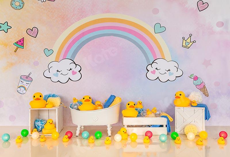 Kate Regenbogen kleine Ente Babyparty Cake Smash Geburtstag von Emetselch - Kate Backdrop.de