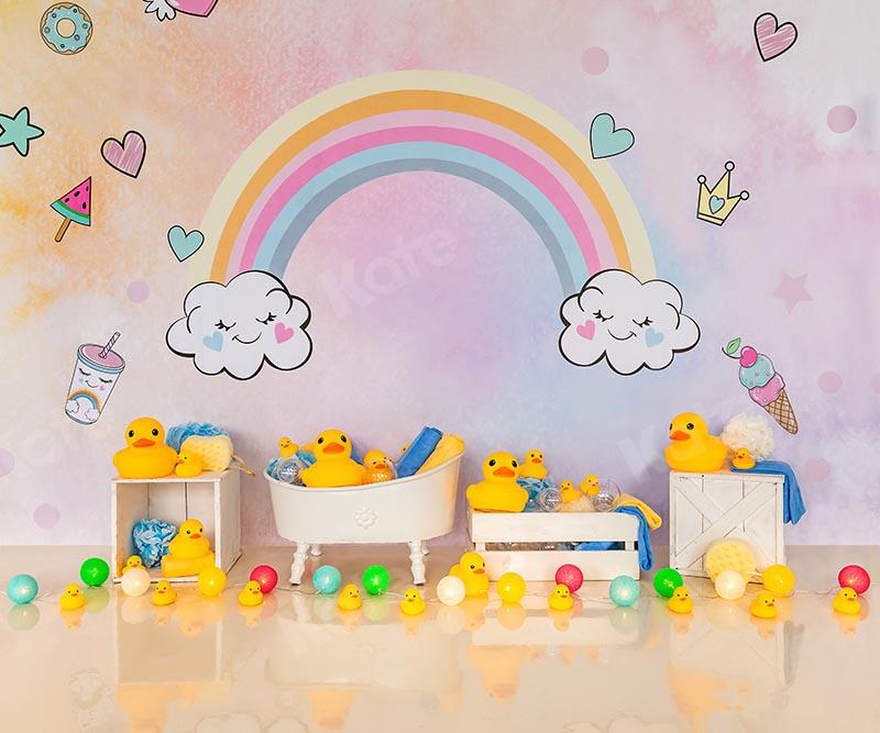 Kate Regenbogen kleine Ente Babyparty Cake Smash Geburtstag von Emetselch - Kate Backdrop.de