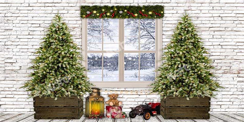 Kate Weihnachten Baum Winter Schnee Fenster Hintergrund von Emetselch