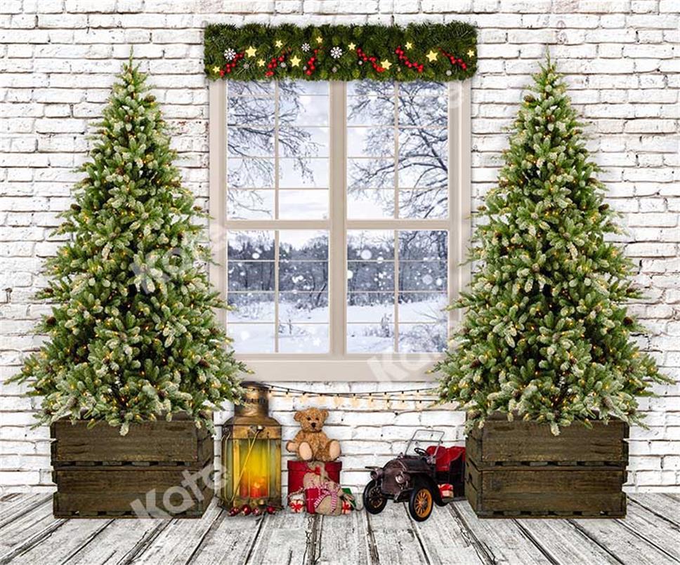 Kate Weihnachten Baum Winter Schnee Fenster Hintergrund von Emetselch