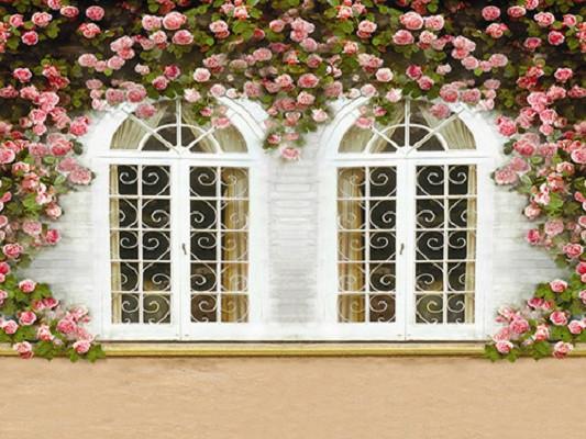 Katebackdrop:Kate Window And Flower Backdrop Morden Hourse Wedding Background