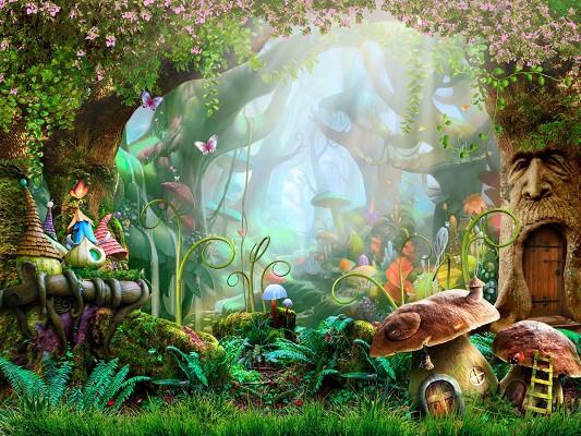 Katebackdrop：Kate Children Fairy Tale Colorful Forest Disney Mushrooms Backdrops