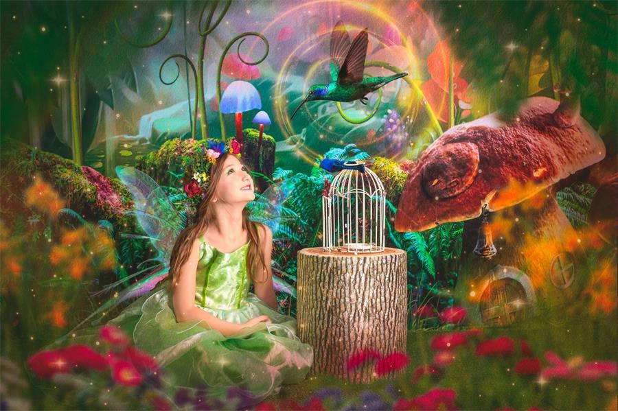 Kate Kinder Märchen bunte Wald Landschaft Geburtstag Hintergrund - Kate Backdrop.de