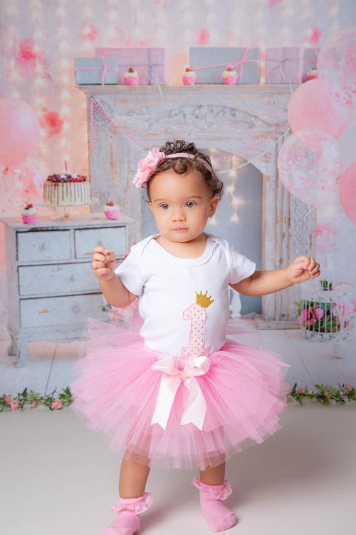 Kate Kuchen Smash für Party Fotografie Pink 1. Geburtstag Hintergrund Ballons - Kate Backdrop.de