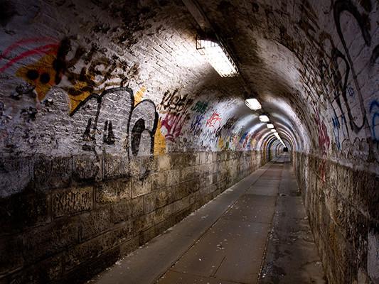 Katebackdrop:Kate Graffiti Wall Tunnel Building Backdrop For Photography