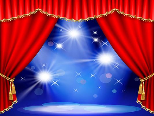 Katebackdrop：Kate Red Curtain Stage Blue Background photography Backdrop