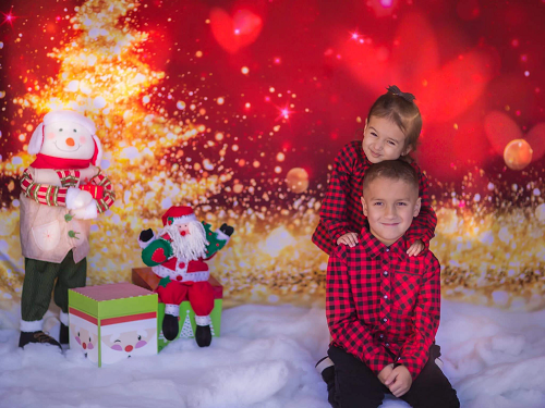 Kate Weihnachten Party Fotografie Rot Hintergrund Golden glitzernden Baum - Kate Backdrop.de