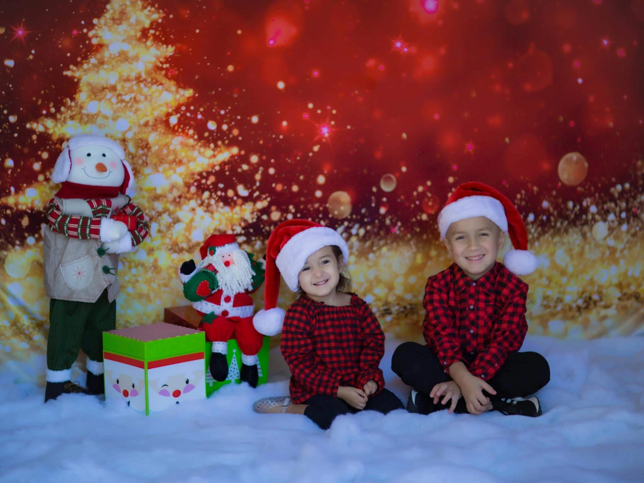 Kate Weihnachten Party Fotografie Rot Hintergrund Golden glitzernden Baum - Kate Backdrop.de