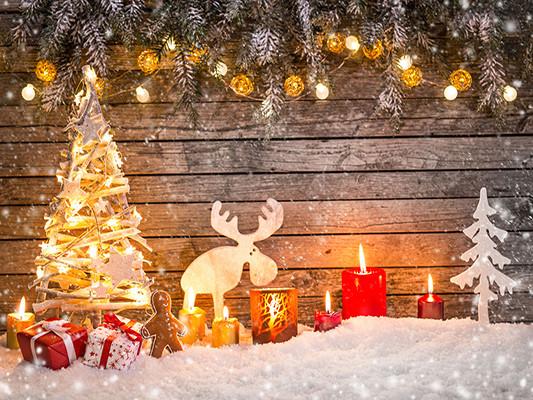 Katebackdrop：Kate Christmas Photo Backdrop Snow Wooden Wall For Chlidren Photography