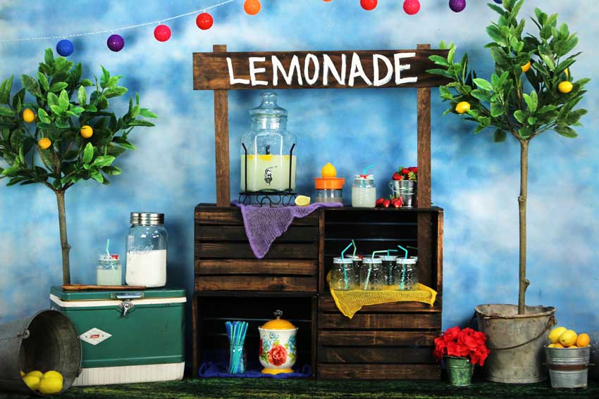 Kate Wenn das Leben Ihnen Zitronen gibt Sommer-Hintergrund entworfen von Arica Kirby - Kate Backdrop.de