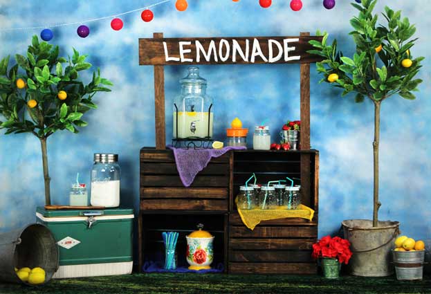 Kate Wenn das Leben Ihnen Zitronen gibt Sommer-Hintergrund entworfen von Arica Kirby - Kate Backdrop.de