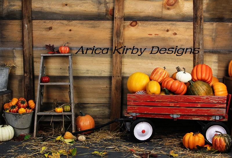 Kate Pumpkin Harvest Backdrop Herbst und Halloween von Arica Kirby entworfen