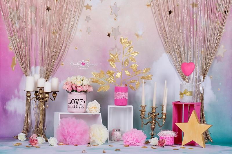 Kate Fantastic Cake Smash Geburtstag Hintergrund mit Vorhängen für Fotografie von Studio Gumot - Kate Backdrop.de
