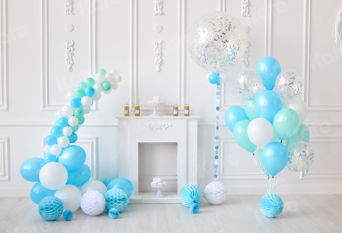 Kate Weiße Wand mit Ballons Geburtstag Hintergrund für die Fotografie - Kate Backdrop.de