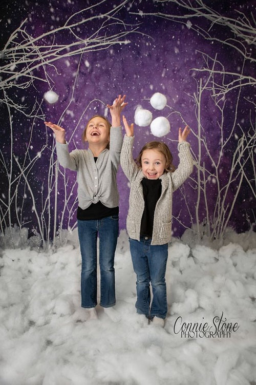 Kate Purple Winter Wonderland Snowy Kulisse von Arica Kirby entworfen - Kate Backdrop.de