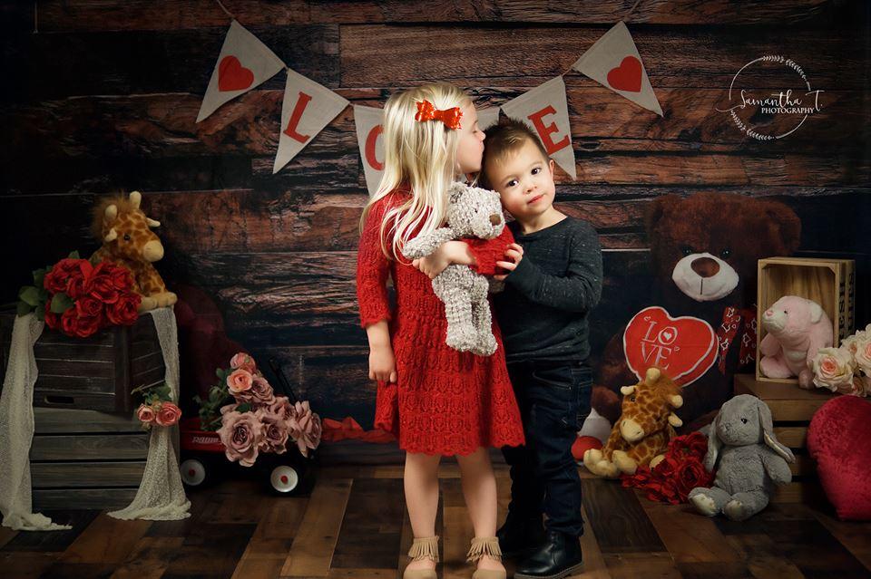 Kate sei mein Valentine Holzwand und Teddybär Liebe Banner - Kate Backdrop.de
