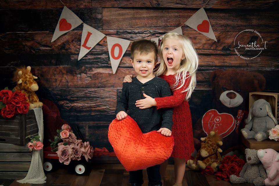 Kate sei mein Valentine Holzwand und Teddybär Liebe Banner - Kate Backdrop.de