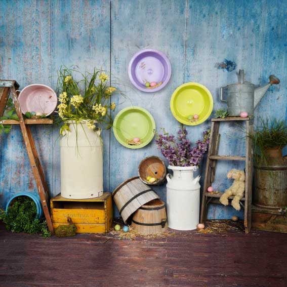 Kate Blauer Ostern Hühnerstall Hintergrund von Arica Kirby - Kate Backdrop.de