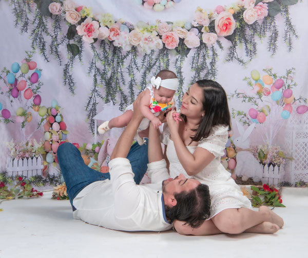 Kate Ostern mit Kaninchen Blumenhintergrund für Fotografie - Kate Backdrop.de