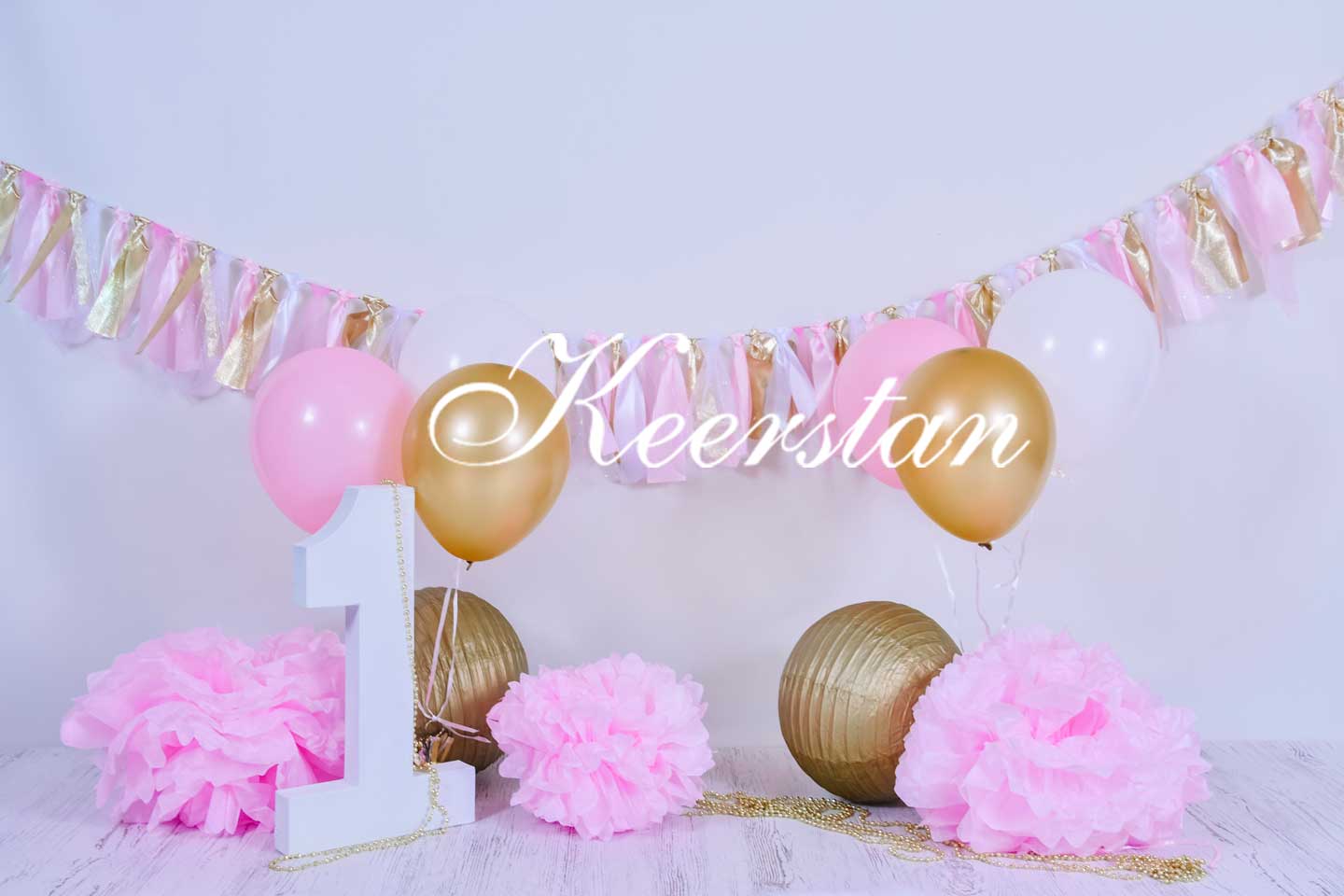 Kate 1. Geburtstag Ballons und Banner Kulisse für Fotografie Entworfen von Kerstan Jessop - Kate Backdrop.de