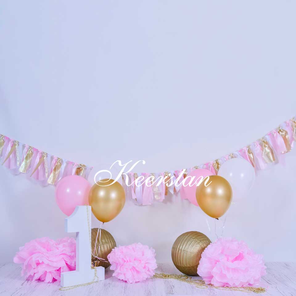 Kate 1. Geburtstag Ballons und Banner Kulisse für Fotografie Entworfen von Kerstan Jessop - Kate Backdrop.de