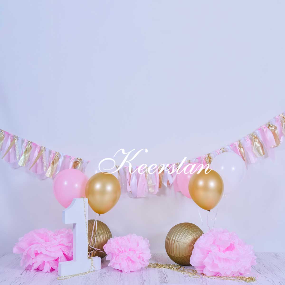 Kate 1. Geburtstag Ballons und Banner Kulisse für Fotografie Entworfen von Kerstan Jessop - Kate Backdrop.de