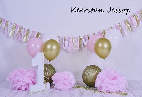 Kate 1. Geburtstag Ballons und Banner Kulisse für Fotografie Entworfen von Kerstan Jessop - Kate Backdrop.de