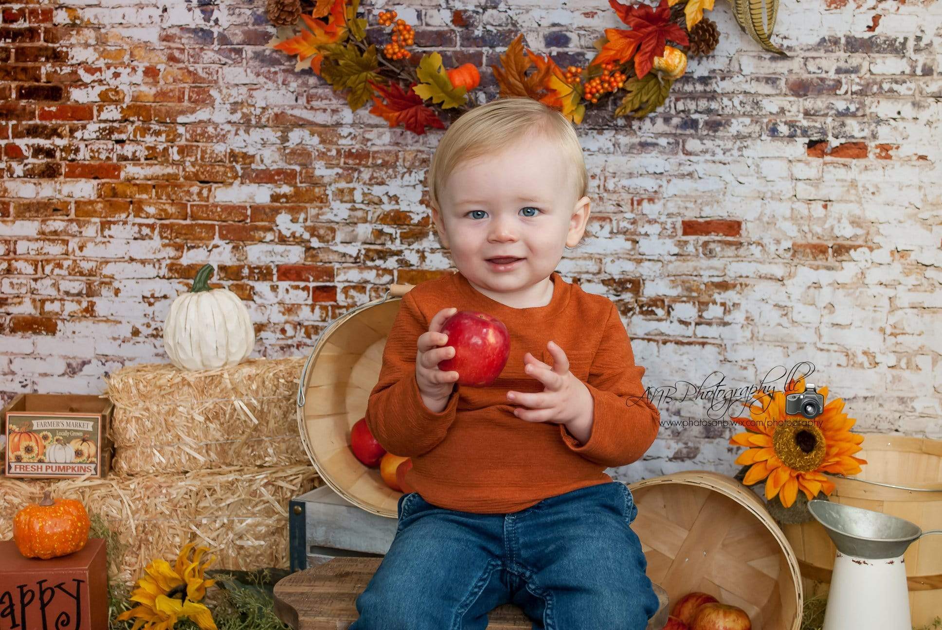 Kate Zerbröckelnde weiße und rote Backsteinmauer-Hintergründe Entworfen von Arica Kirby - Kate Backdrop.de