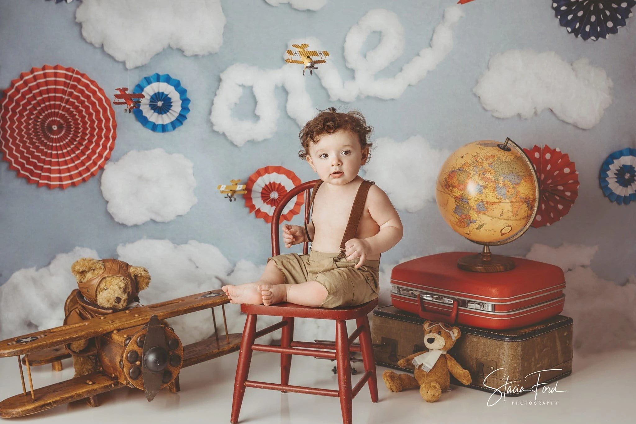 Kate Zeit vergeht Wolken Geburtstag Kinder Hintergrund Entworfen von Lisa B Photography - Kate Backdrop.de