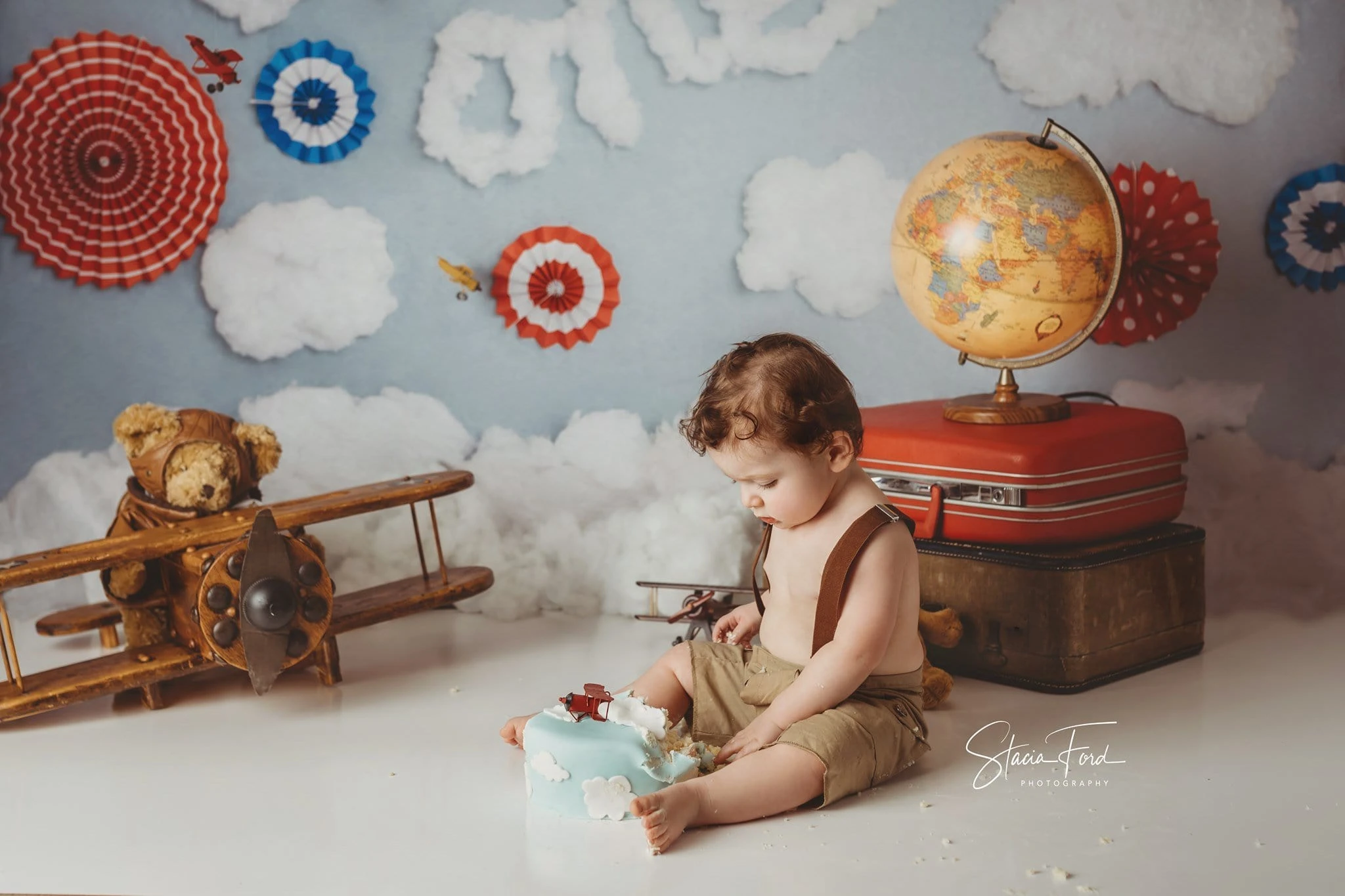 Kate Zeit vergeht Wolken Geburtstag Kinder Hintergrund Entworfen von Lisa B Photography - Kate Backdrop.de