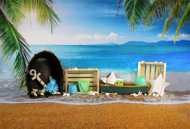 Kate Meerwasserstrand mit Sand für Kinder, die Hintergrund für Fotografie spielen Entworfen von Amanda Moffatt - Kate Backdrop.de