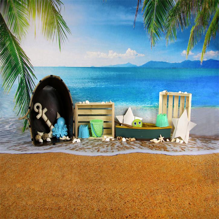 Kate Meerwasserstrand mit Sand für Kinder, die Hintergrund für Fotografie spielen Entworfen von Amanda Moffatt - Kate Backdrop.de