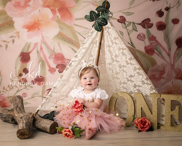 Kate Redberry Flower Backdrop für Fotografie entworfen von Leann West - Kate Backdrop.de