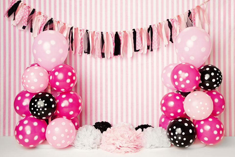 Kate Schwarze rosa Luftballons Geburtstag Hintergrund für die Fotografie von Kerry Anderson - Kate Backdrop.de