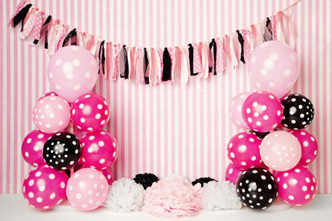 Kate Schwarze rosa Luftballons Geburtstag Hintergrund für die Fotografie von Kerry Anderson - Kate Backdrop.de
