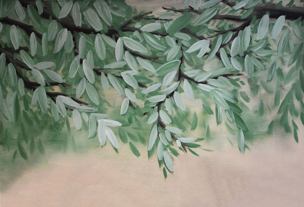 Grünblätter gemalter Sommer-Hintergrund für Fotografie