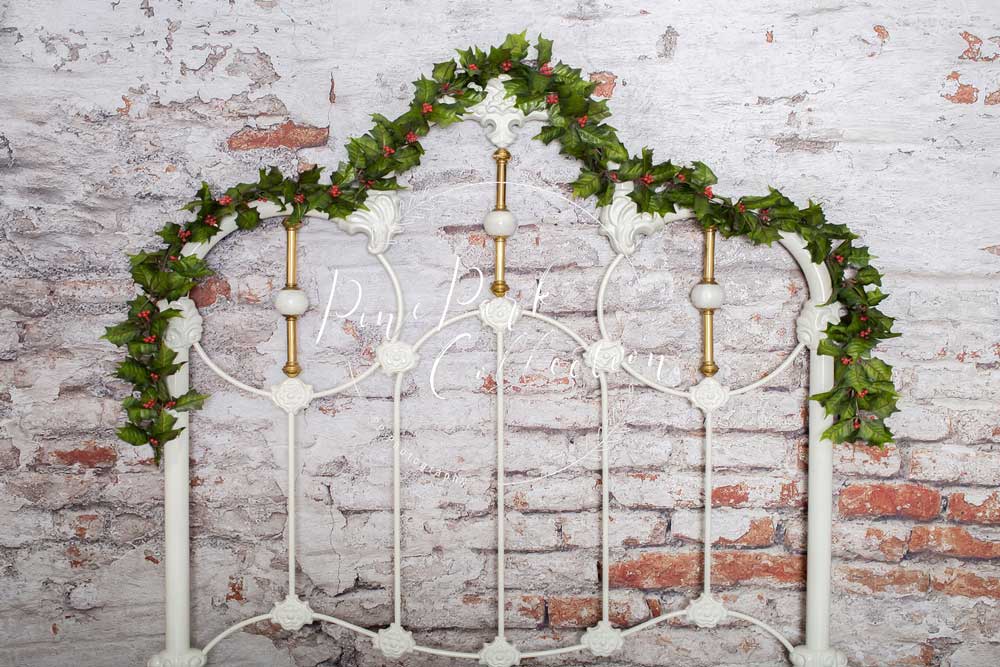 Kate Kopfteil Weiß Kopfteil mit Efeu Hintergrund für Fotografie Entworfen von Pine Park Collection - Kate Backdrop.de