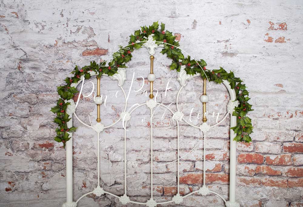 Kate Kopfteil Weiß Kopfteil mit Efeu Hintergrund für Fotografie Entworfen von Pine Park Collection - Kate Backdrop.de