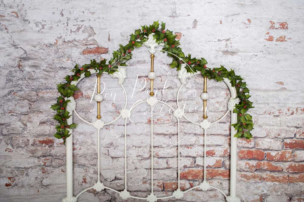 Kate Kopfteil Weiß Kopfteil mit Efeu Hintergrund für Fotografie Entworfen von Pine Park Collection - Kate Backdrop.de