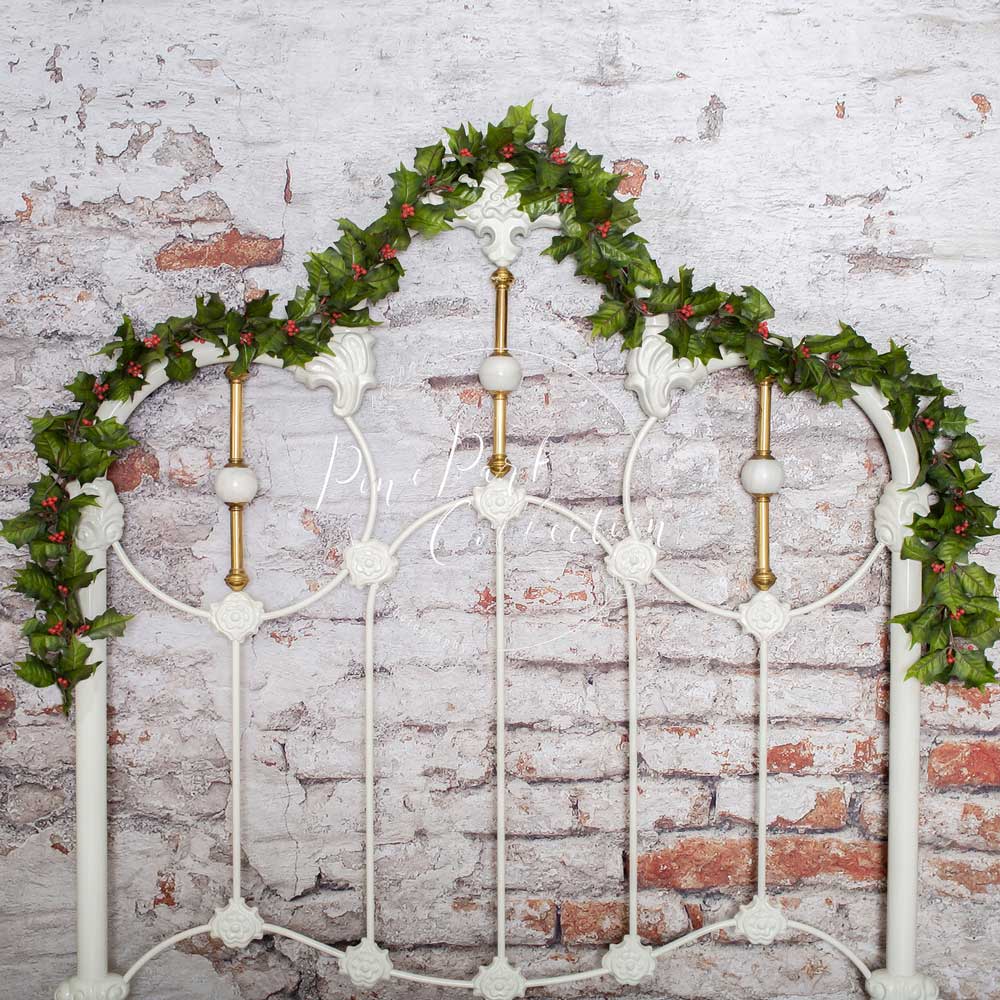 Kate Kopfteil Weiß Kopfteil mit Efeu Hintergrund für Fotografie Entworfen von Pine Park Collection - Kate Backdrop.de