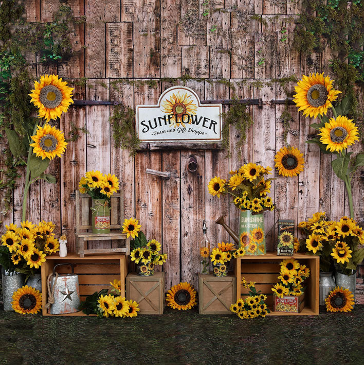 Kate Sonnenblume Geschenk Geschäft Holz Sommer Hintergrund - Kate Backdrop.de