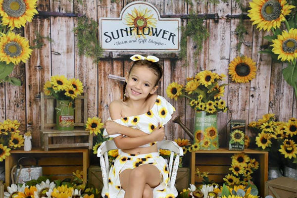 Kate Sonnenblume Geschenk Geschäft Holz Sommer Hintergrund - Kate Backdrop.de