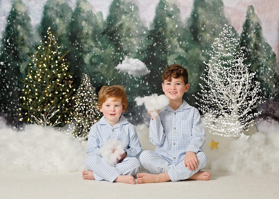 Kate Blendend Winter schneebedeckt Wald Hintergrund für Fotografie von Modest Brushes - Kate Backdrop.de