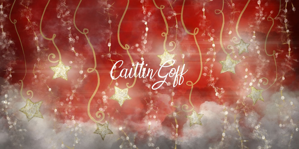 Kate Leuchtenden Sterne rot Weihnachten Hintergrund Entworfen von Modest Brushes - Kate Backdrop.de
