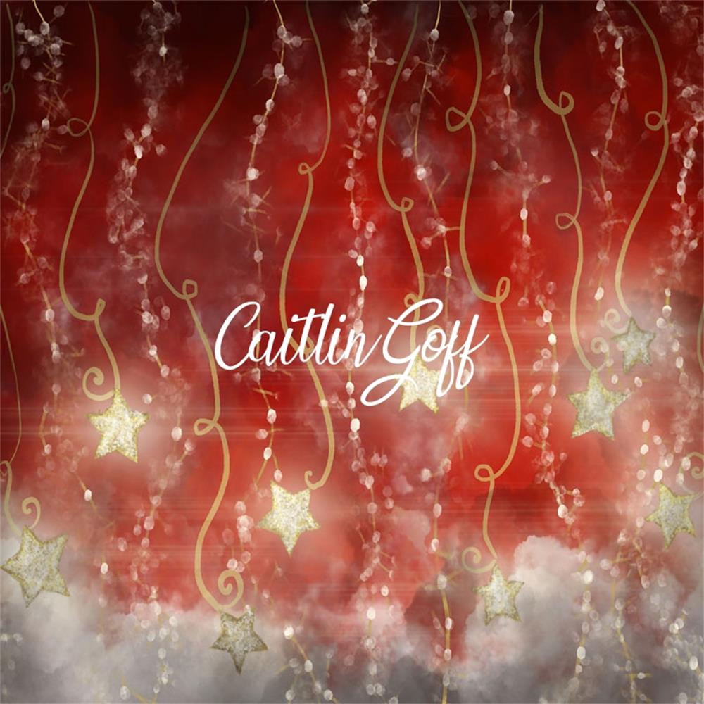 Kate Leuchtenden Sterne rot Weihnachten Hintergrund Entworfen von Modest Brushes - Kate Backdrop.de