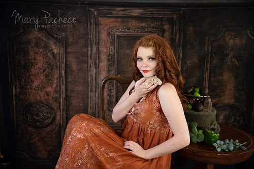 Kate Dunkelbrauner Retro Tür Hintergrund für Fotografie Hochzeit Hintergrund - Kate Backdrop.de